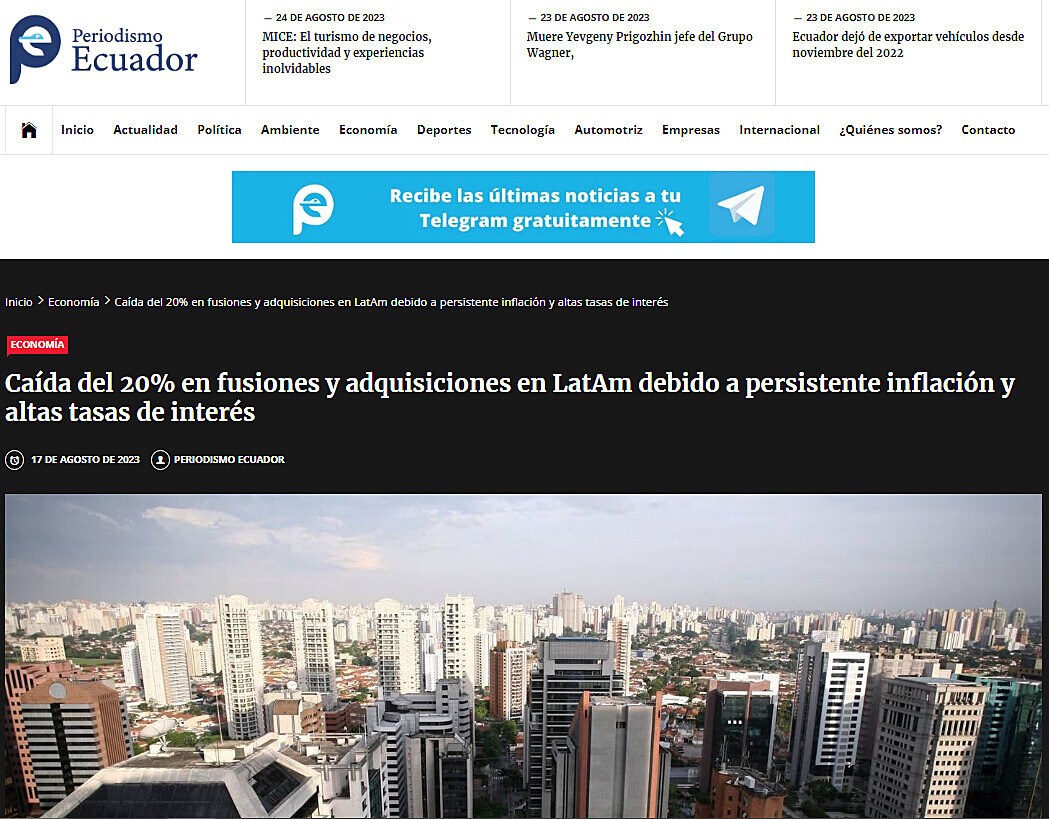 Cada del 20% en fusiones y adquisiciones en LatAm debido a persistente inflacin y altas tasas de inters